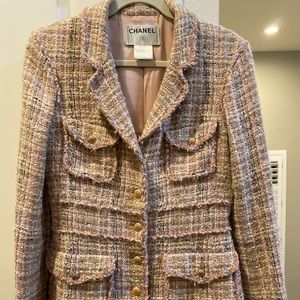 Chanel tweed jacket -pink multi color